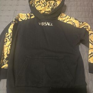 Versace Black Hoodie with Gold Baroque Panels